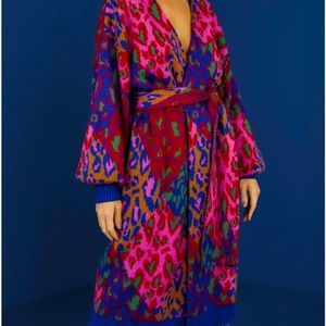 Farm Rio Leopard Tie cardigan